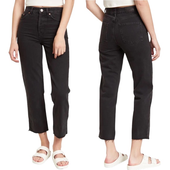 BDG Denim - BDG Urban Outfitters Pax Washed Straight Leg Cropped Jeans Raw Hem NWT Black 29